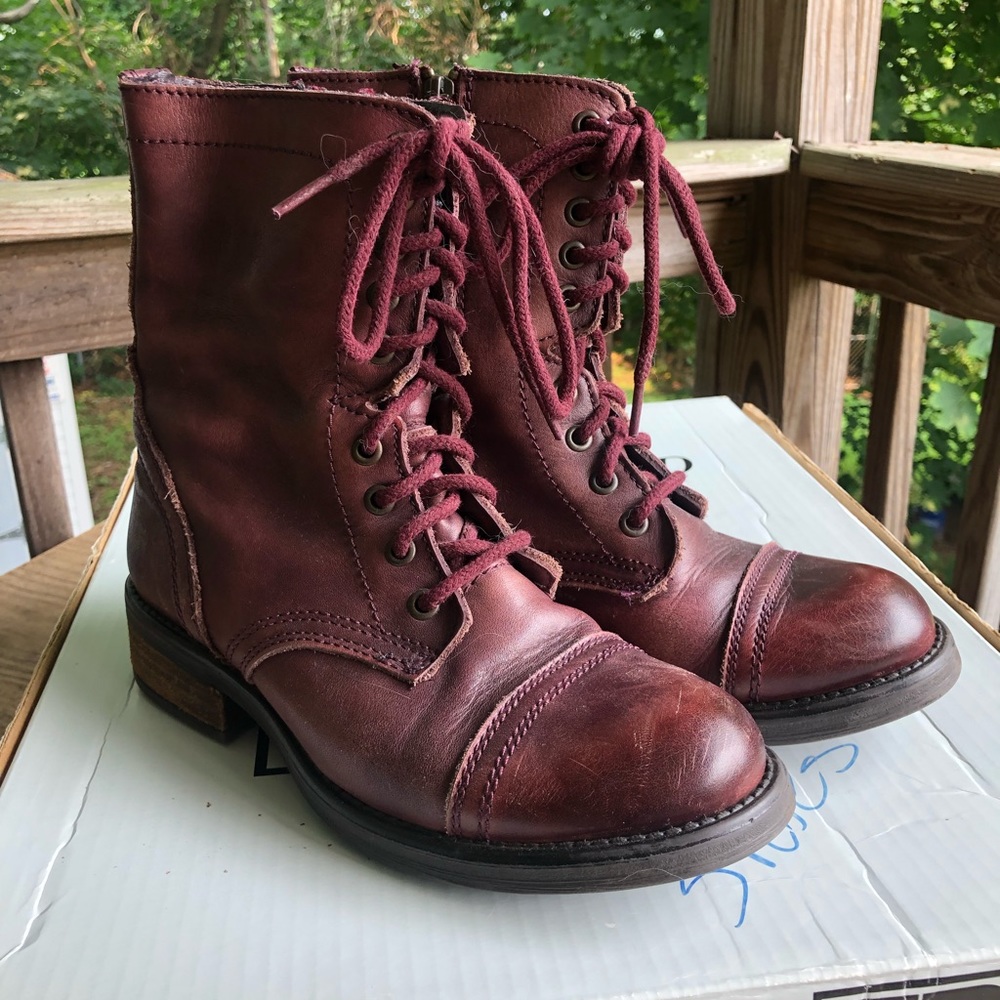 Steve Madden oxblood red Supa Troopa combat boot